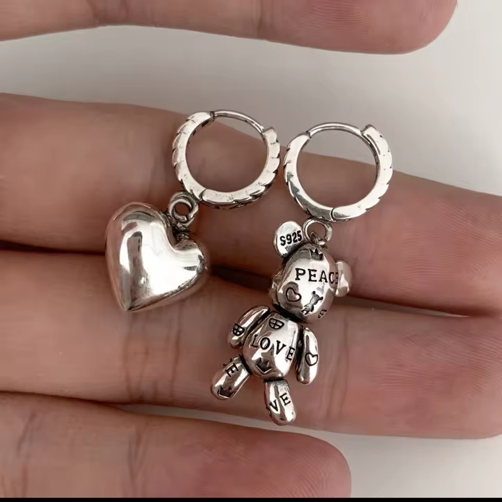 Love & Peace Harmony: Mismatched Silver Earrings - Picture 5 of 8